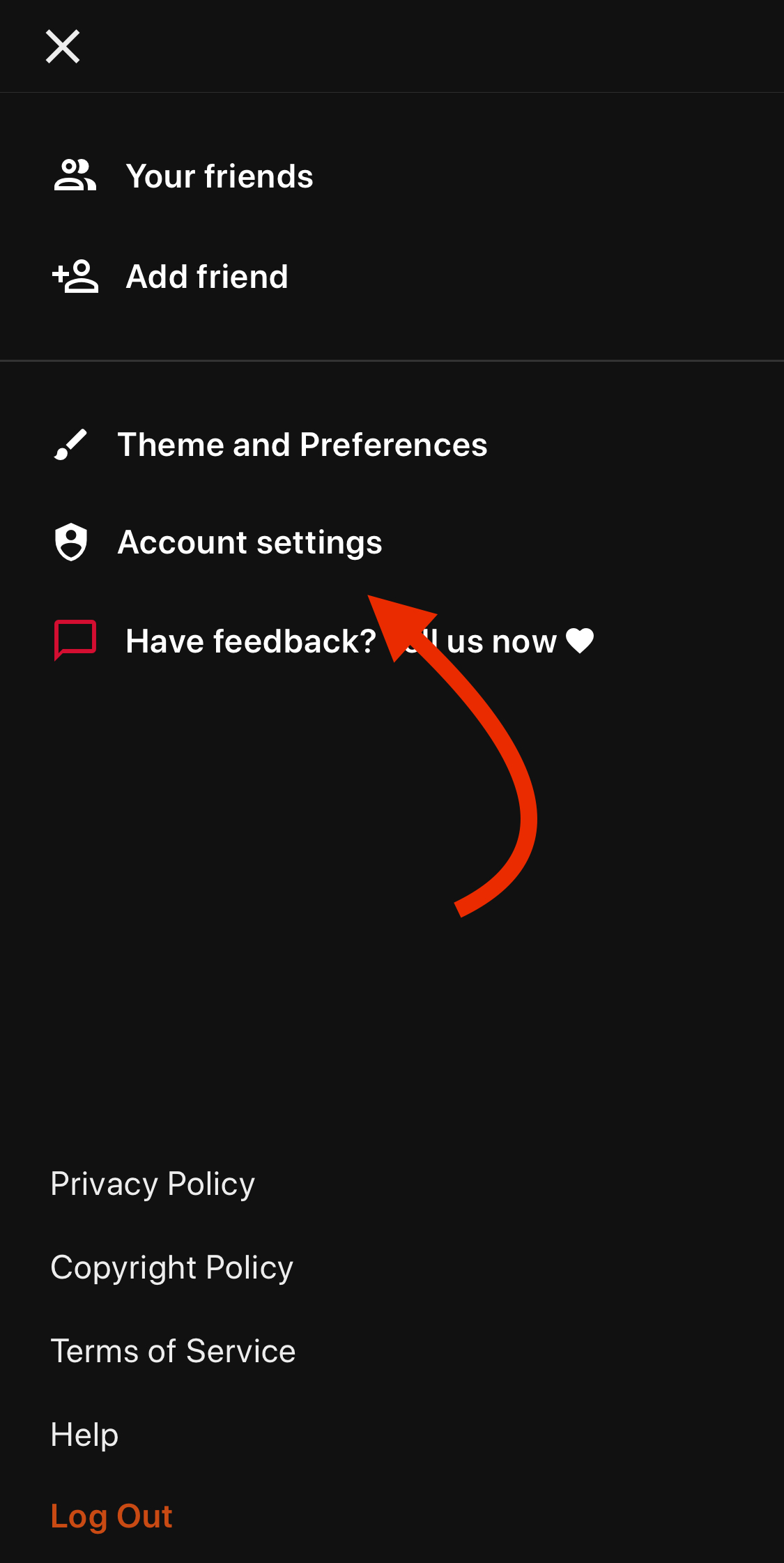 Open Account Settings in the Liferoll app